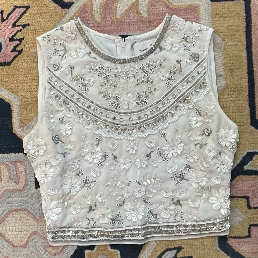 Needle & Thread Embellished Bridal Crop Top - size 6